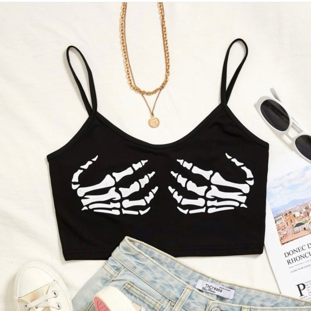 SHEIN Skeleton Print Crop Cami Top